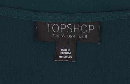 Womens UK Size 8 Topshop Green Wrap Blouse