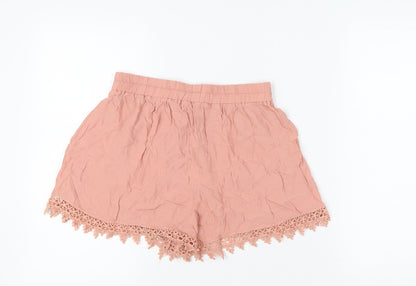 Miss Selfridge Women’s Pink Lace Trim Shorts, Size 12