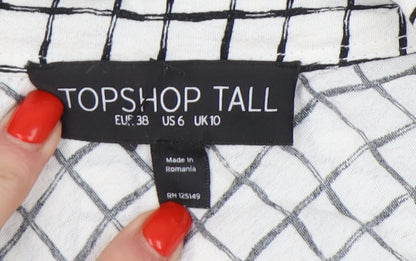 Womens UK Size 10 Topshop White Basic Button-Up