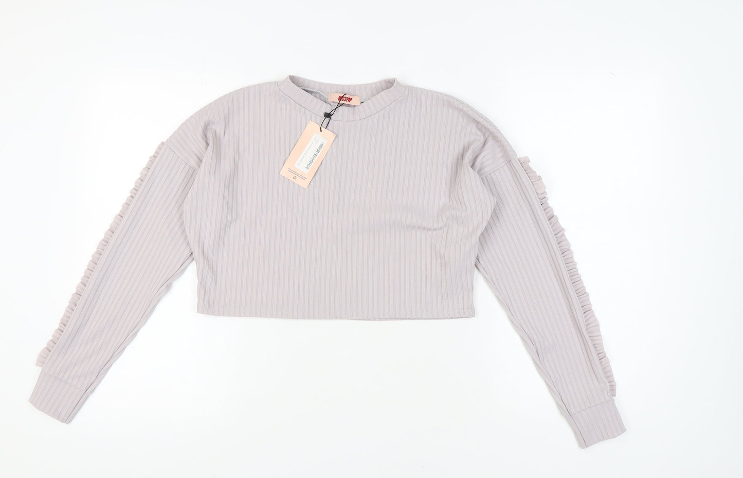 Womens UK Size S Misspap Grey Cropped Blouse