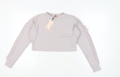 Womens UK Size S Misspap Grey Cropped Blouse