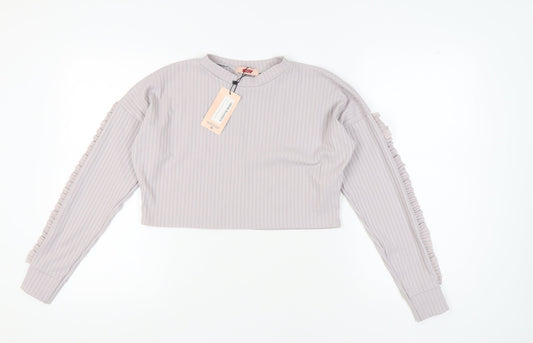 Womens UK Size S Misspap Grey Cropped Blouse