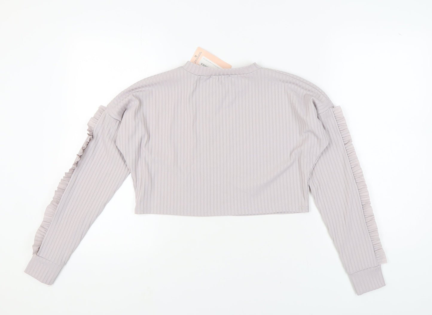 Womens UK Size S Misspap Grey Cropped Blouse