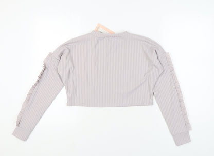 Womens UK Size S Misspap Grey Cropped Blouse
