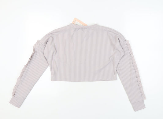 Womens UK Size S Misspap Grey Cropped Blouse
