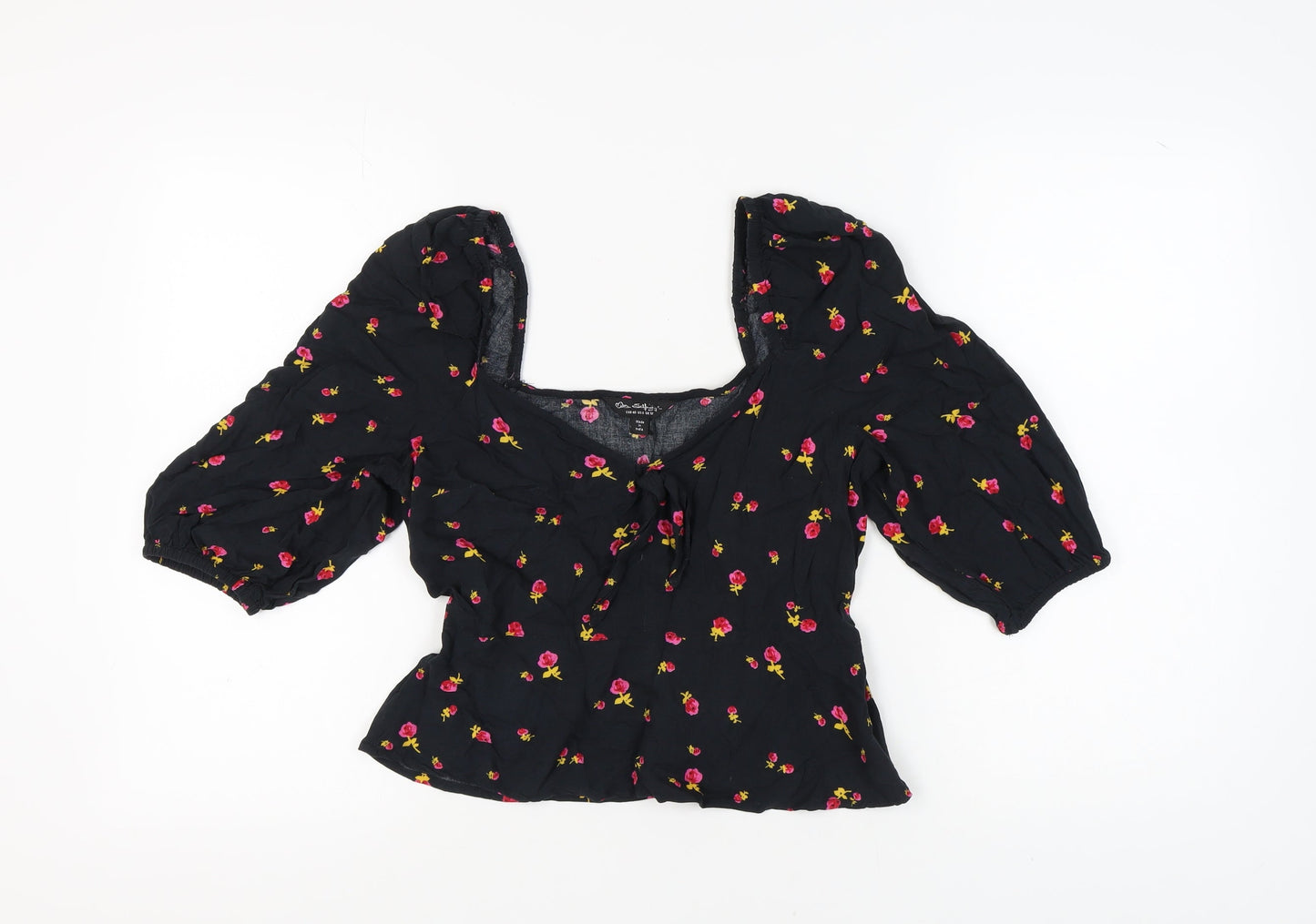 Womens UK Size 12 Miss Selfridge Black Cropped Blouse