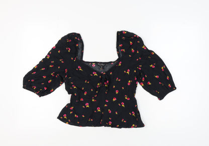 Womens UK Size 12 Miss Selfridge Black Cropped Blouse