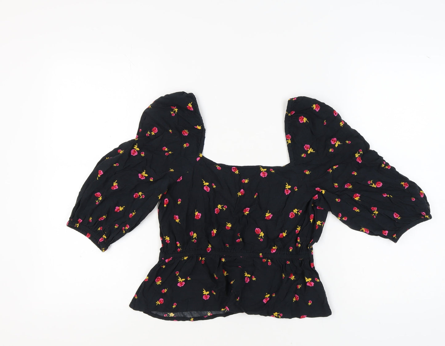Womens UK Size 12 Miss Selfridge Black Cropped Blouse