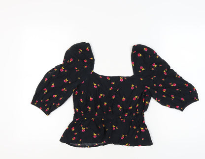 Womens UK Size 12 Miss Selfridge Black Cropped Blouse