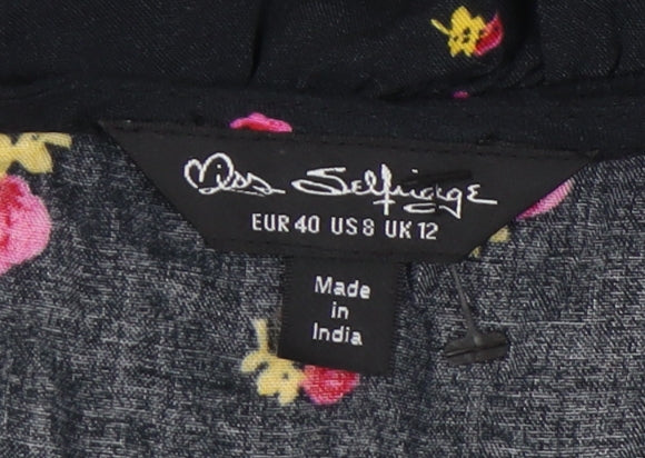 Womens UK Size 12 Miss Selfridge Black Cropped Blouse