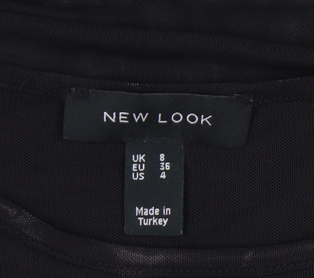 New Look Women's Black Bow Accent T-Shirt - Size 8