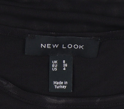 New Look Women's Black Bow Accent T-Shirt - Size 8