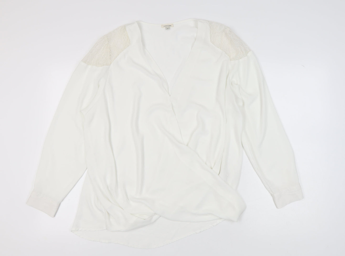 Womens UK Size 22 River Island Ivory Wrap Blouse