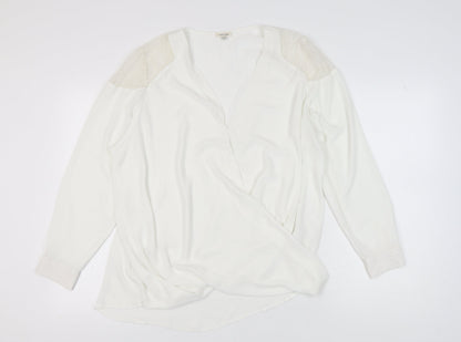 Womens UK Size 22 River Island Ivory Wrap Blouse