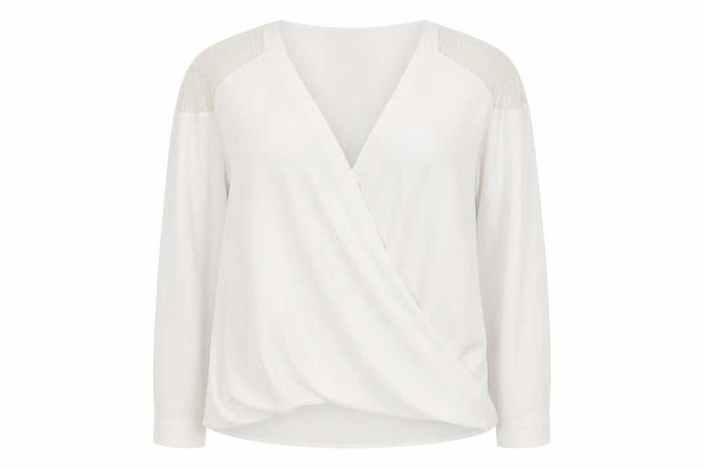 Womens UK Size 22 River Island Ivory Wrap Blouse