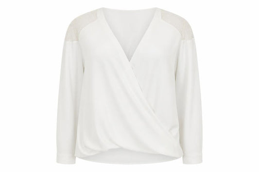 Womens UK Size 22 River Island Ivory Wrap Blouse
