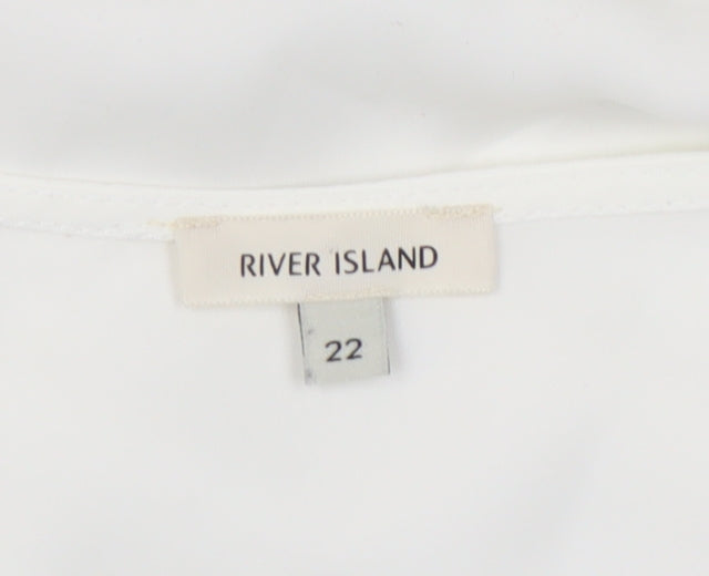 Womens UK Size 22 River Island Ivory Wrap Blouse