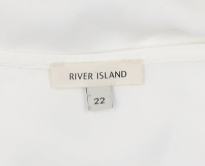 Womens UK Size 22 River Island Ivory Wrap Blouse