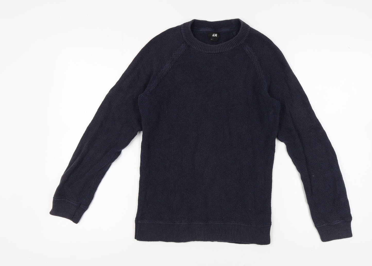 H&M Men's Black Pullover Jumper, Size S, Chunky Knit