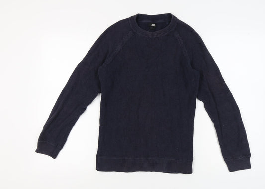 H&M Men's Black Pullover Jumper, Size S, Chunky Knit