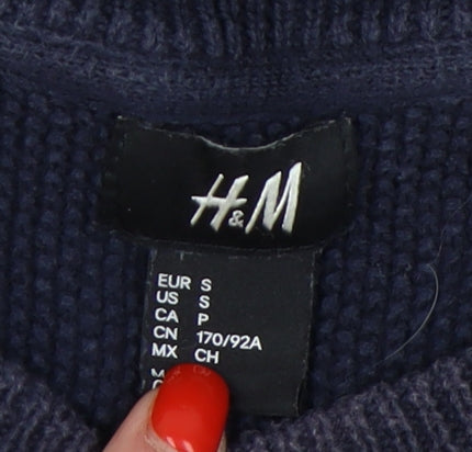 H&M Men's Black Pullover Jumper, Size S, Chunky Knit