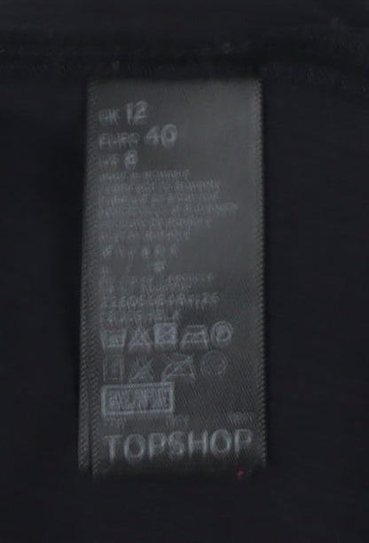 Topshop Women's Black Collared Shirt Dress - Size 12