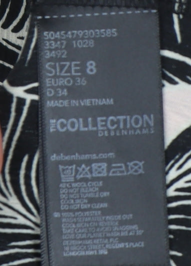 Womens UK Size 8 Debenhams Black Tunic Blouse