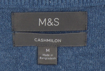 Marks and Spencer Men's Blue V-Neck Pullover Jumper - M