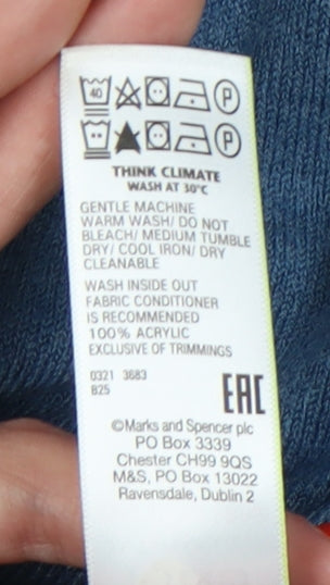 Marks and Spencer Men's Blue V-Neck Pullover Jumper - M