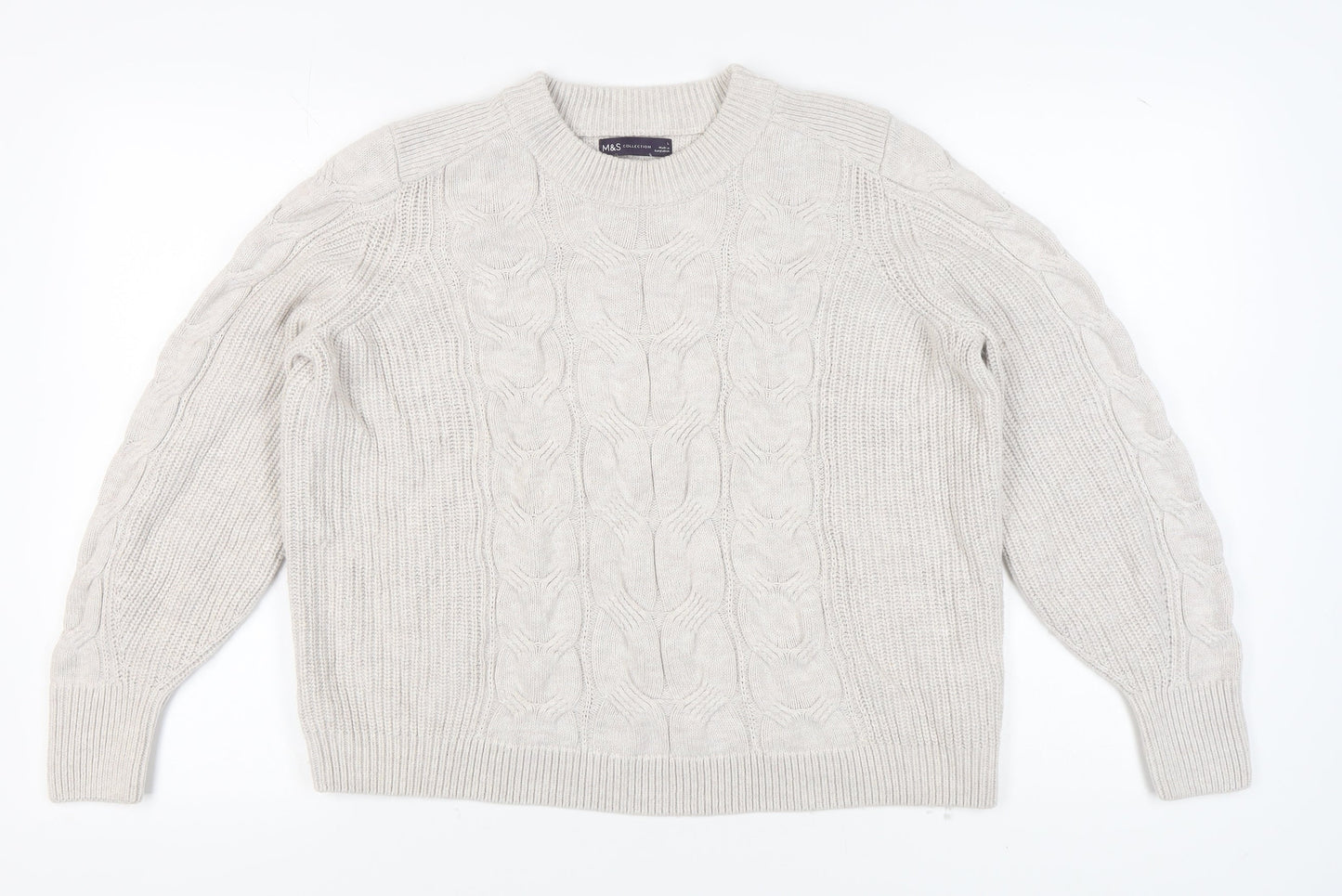 Womens UK Size L Marks and Spencer Beige Pullover Jumper