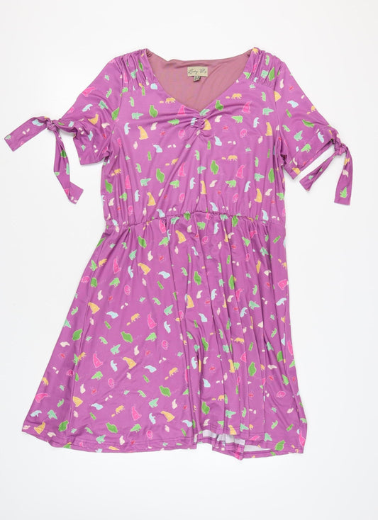 Lindy Bop Women Purple Animals Print Dress UK 16