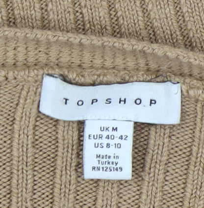 Womens UK Size M Topshop Beige Cardigan Jumper