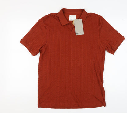 Next Men's Orange Short Sleeve Polo, Size S, Cotton