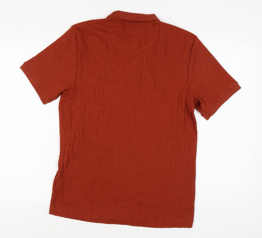 Next Men's Orange Short Sleeve Polo, Size S, Cotton