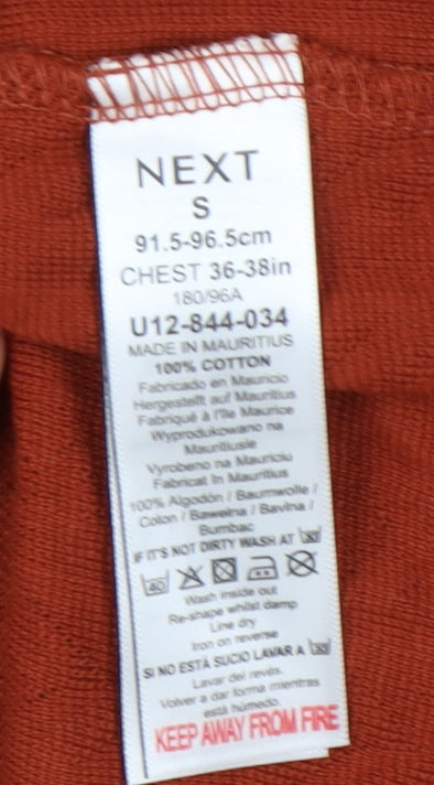 Next Men's Orange Short Sleeve Polo, Size S, Cotton