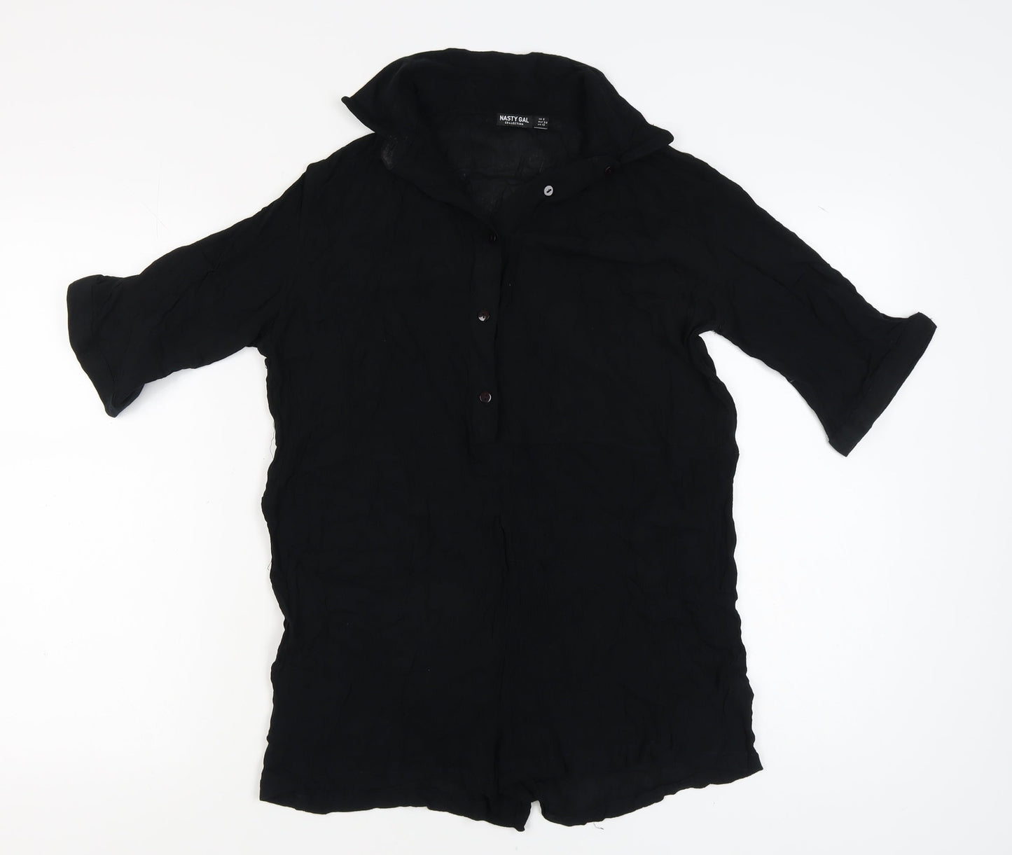 Nasty Gal Women's Black Collared Playsuit Size 10