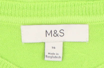Womens UK Size 16 Marks and Spencer Green Pullover Jumper