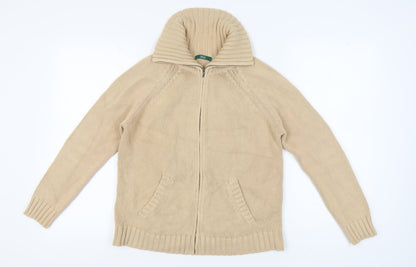 Womens UK Size 14 Marks and Spencer Beige Full Zip Jumper