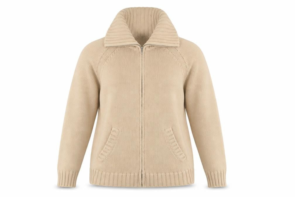 Womens UK Size 14 Marks and Spencer Beige Full Zip Jumper