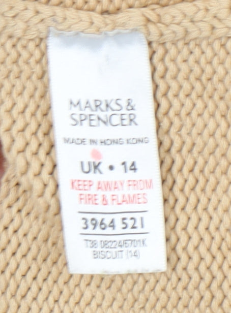 Womens UK Size 14 Marks and Spencer Beige Full Zip Jumper