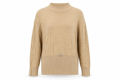 Klass Collection Women's Beige Mock Neck Jumper 2XL