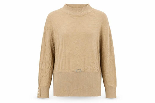 Klass Collection Women's Beige Mock Neck Jumper 2XL