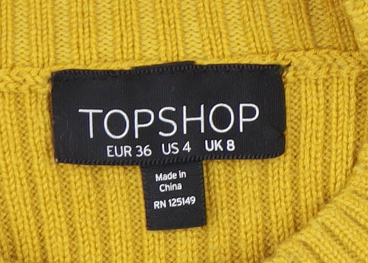 Womens UK Size 8 Topshop Yellow Pullover Jumper