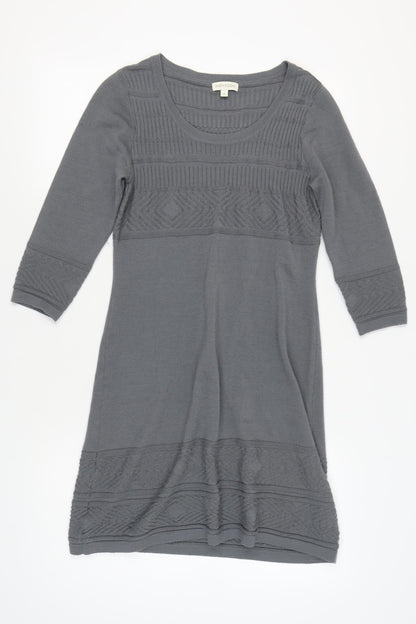 Monsoon Women Grey Knit Dress Size M 3/4 Sleeve