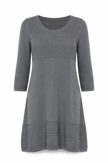 Monsoon Women Grey Knit Dress Size M 3/4 Sleeve