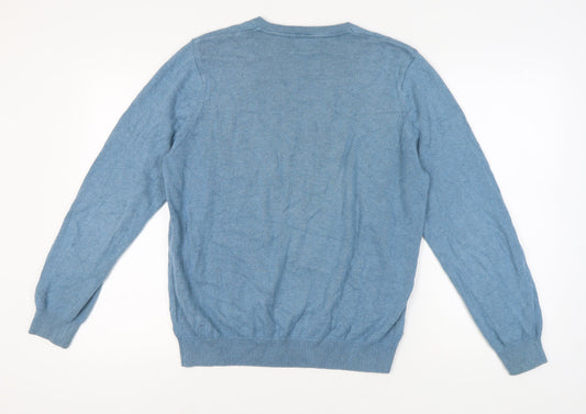 Marks and Spencer Men's Blue Cotton Pullover Jumper L