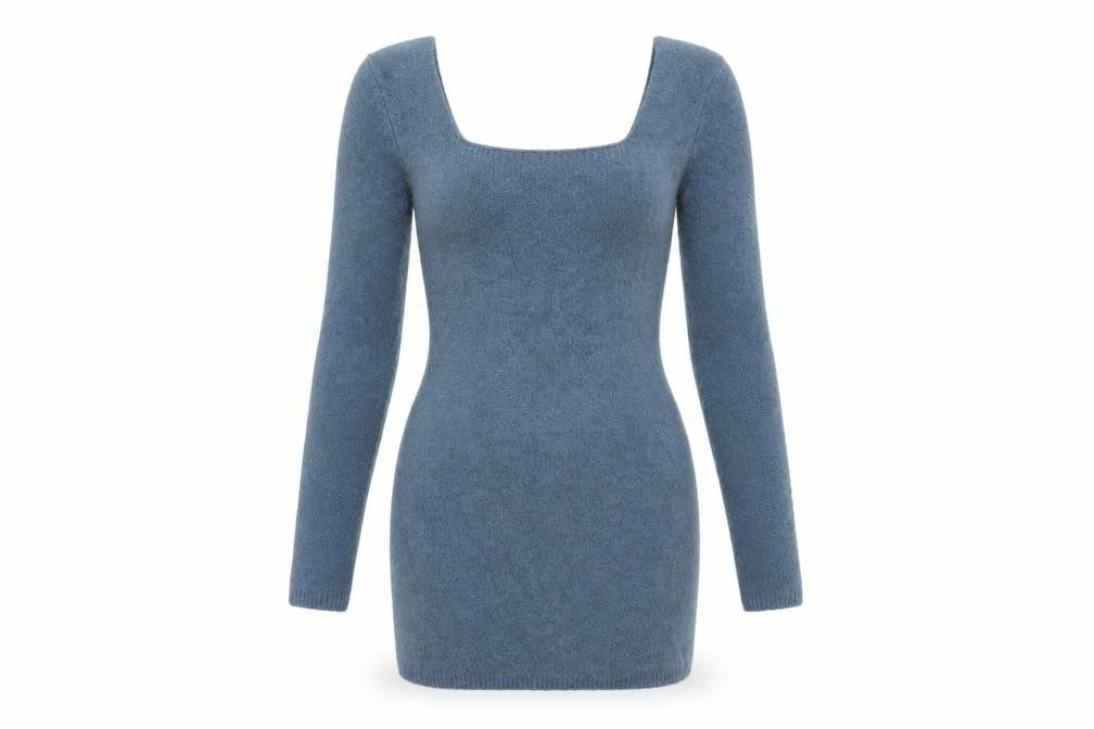 Zara Women Blue Bodycon Dress S Square Neck