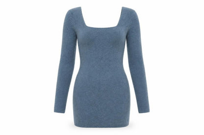 Zara Women Blue Bodycon Dress S Square Neck