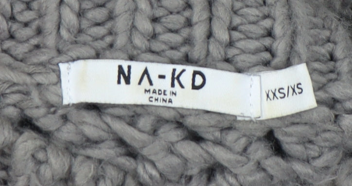 Womens UK Size 2XS NA-KD Grey Pullover Jumper