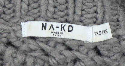 Womens UK Size 2XS NA-KD Grey Pullover Jumper